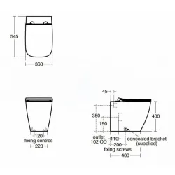 Унитаз приставной Ideal Standard i.life B безободковый RimLS+, c крышкой Soft-close