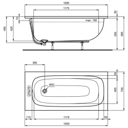 Прямоугольная ванна Ideal Standard i.life 150х70 см