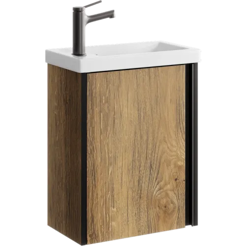 Комплект подвесной тумбы Aqwella Urban 45x25 см, дерево темное  с умывальником Фостер 45