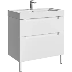 Комплект напольной тумбы Aqwella Vancouver 81x46 см, белый с умывальником Грэмми 81