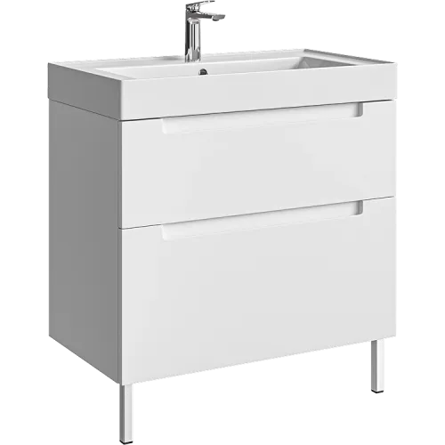 Комплект напольной тумбы Aqwella Vancouver 81x46 см, белый с умывальником Грэмми 81