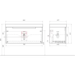 Комплект подвесной тумбы Aqwella Vancouver 101x46 см, белый с умывальником Грэмми 101