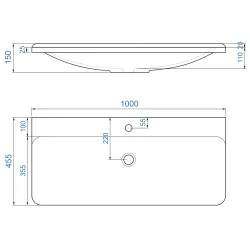 Раковина Welto 100x46 см литьевой мрамор