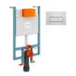 Инсталляция Vitra Core с кнопкой смыва Root S, глянц. хром, 3/6 л, глубина установки 8 см