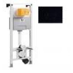 Комплект инсталляции OLI 120 пневматическая + клавиша Blink ультратонкий металл, черный матовый