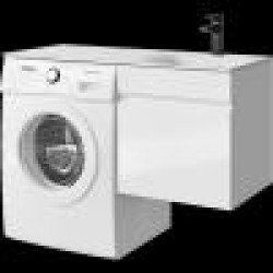 Комплект правой подвесной тумбы для монтажа со стиральной машиной Aqwella Duet 115x50 см, белый с умывальником Форма 1150