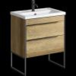 Комплект напольной тумбы Aqwella Fargo 71x47 см, дерево темное с умывальником Фостер 710