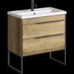 Комплект напольной тумбы Aqwella Fargo 82x46 см, дерево темное с умывальником Фостер 820