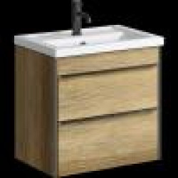 Комплект подвесной тумбы Aqwella Fargo 60x40 см, темное дерево с умывальником Фостер 60