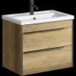 Комплект подвесной тумбы Aqwella Fargo 70x46 см, темное дерево с умывальником Фостер 70