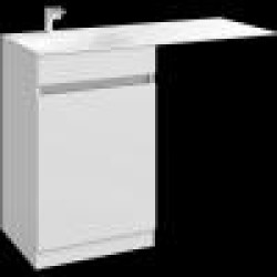 Комплект левой напольной тумбы для монтажа со стиральной машиной Aqwella Forma 115x50 см, белый с умывальником Форма 1150