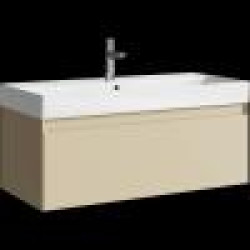 Комплект подвесной тумбы Aqwella Geometria 100x45 см, бежевый с умывальником Вилис 100