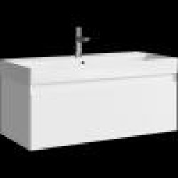 Комплект подвесной тумбы Aqwella Geometria 100x45 см, белый с умывальником Вилис 100