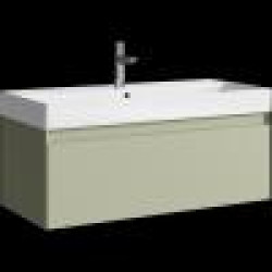 Комплект подвесной тумбы Aqwella Geometria 100x45 см, зеленый с умывальником Вилис 100