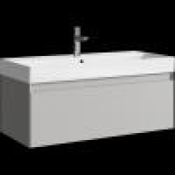 Комплект подвесной тумбы Aqwella Geometria 100x45 см, светло-серый с умывальником Вилис 100