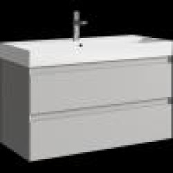 Комплект подвесной тумбы Aqwella Geometria 100x45 см на 2 ящ., светло-серый с умывальником Вилис 100