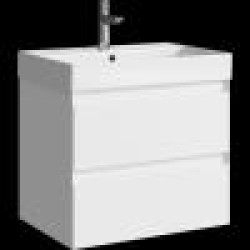 Комплект подвесной тумбы Aqwella Geometria 66x47 см на 2 ящ., белый с умывальником Вилис 66