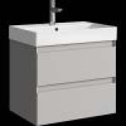 Комплект подвесной тумбы Aqwella Geometria 66x47 см на 2 ящ., светло-серый с умывальником Вилис 66