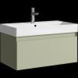 Комплект подвесной тумбы Aqwella Geometria 81x48 см, зеленый с умывальником Вилис 81