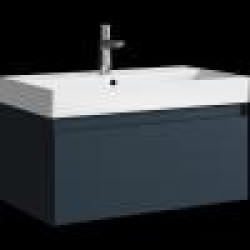 Комплект подвесной тумбы Aqwella Geometria 81x48 см, темно-синий с умывальником Вилис 81
