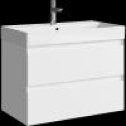 Комплект подвесной тумбы Aqwella Geometria 81x48 см на 2 ящ., белый с умывальником Вилис 81