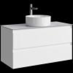 Комплект подвесной тумбы Aqwella Geometria 100x45 см на 2 ящ., белый со столешницей из керамогранита, серый камень