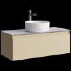 Комплект подвесной тумбы Aqwella Geometria 100x45 см, бежевый со столешницей из керамогранита, серый камень