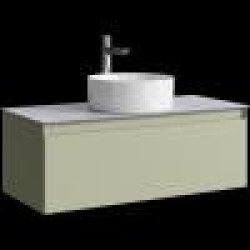 Комплект подвесной тумбы Aqwella Geometria 100x45 см, зеленый со столешницей из керамогранита, серый камень