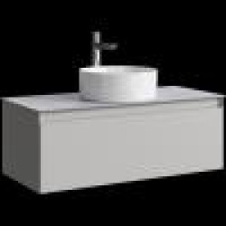 Комплект подвесной тумбы Aqwella Geometria 100x45 см, светло-серый со столешницей из керамогранита, серый камень