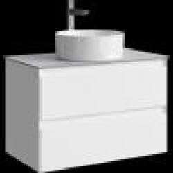 Комплект подвесной тумбы Aqwella Geometria 81x48 см на 2 ящ., белый со столешницей из керамогранита, серый камень