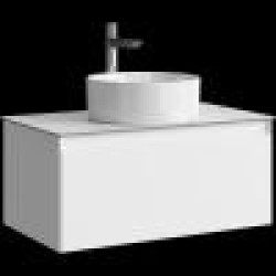 Комплект подвесной тумбы Aqwella Geometria 81x48 см, белый со столешницей из керамогранита, мрамор белый