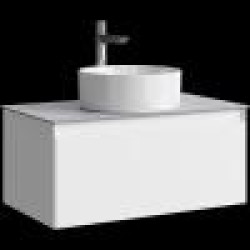 Комплект подвесной тумбы Aqwella Geometria 81x48 см, белый со столешницей из керамогранита, серый камень