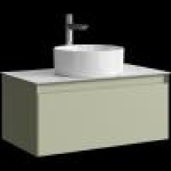 Комплект подвесной тумбы Aqwella Geometria 81x48 см, зеленый со столешницей из керамогранита, мрамор белый