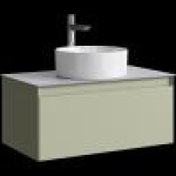 Комплект подвесной тумбы Aqwella Geometria 81x48 см, зеленый со столешницей из керамогранита, серый камень