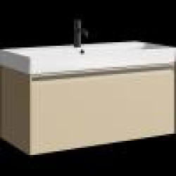 Комплект подвесной тумбы Aqwella Pure 100x45 см, бежевый с умывальником Вилис 100