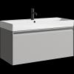 Комплект подвесной тумбы Aqwella Pure 100x45 см, светло-серый с умывальником Вилис 100