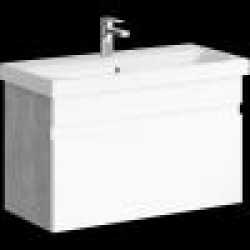 Комплект подвесной тумбы Aqwella Smart 80x39 см, ,бетон светлый с умывальником Moduo Slim 80