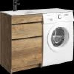 Комплект левой напольной тумбы для монтажа со стиральной машиной Aqwella Terra 115x50 см, дуб балтийский с умывальником Форма 1150