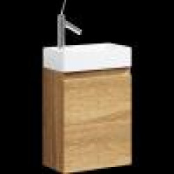 Комплект подвесной тумбы Aqwella Leon 40x22 см, дерево светлое с умывальником UNAM 220 (не становится донный клапан)