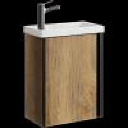 Комплект подвесной тумбы Aqwella Urban 45x25 см, дерево темное  с умывальником Фостер 45