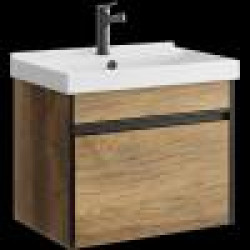 Комплект подвесной тумбы Aqwella Urban 60x40 см, дерево темное  с умывальником Фостер 60