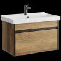 Комплект подвесной тумбы Aqwella Urban 82x46 см, дерево темное  с умывальником Фостер 82