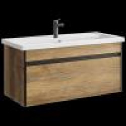 Комплект подвесной тумбы Aqwella Urban 101x46 см, дерево темное  с умывальником Фостер 101