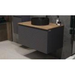 Тумба Jorno Cossety 80x50 подвесная, антрацит/дуб крафт золотой