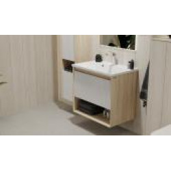 Тумба Jorno Tossony 70x45 подвесная, cонома светлая/белый