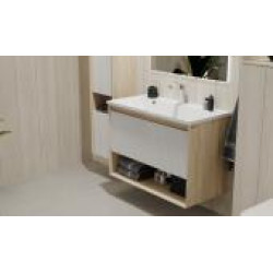 Тумба Jorno Tossony 90x45 подвесная, cонома светлая/белый